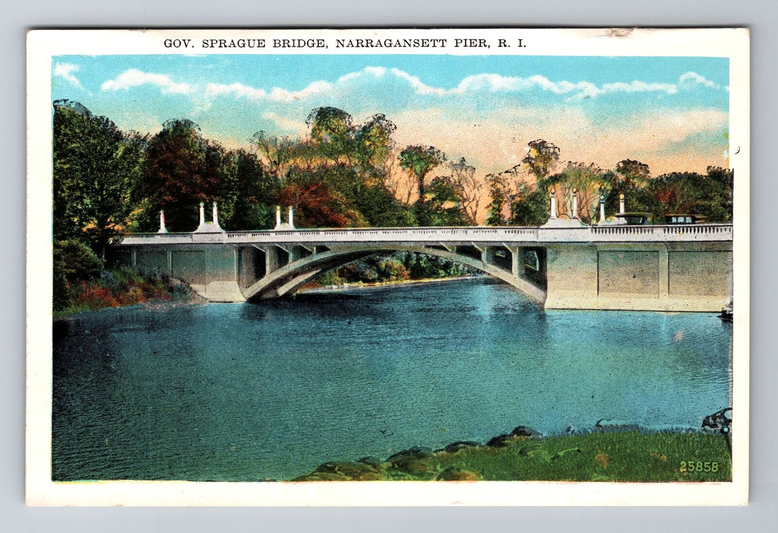 Narragansett Pier RI-Rhode Island Gov. Sprague Bridge Vintage Souvenir Postcard