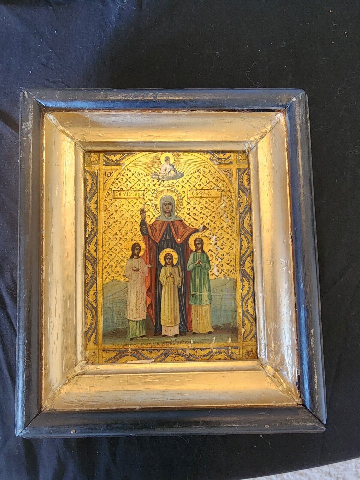 Antique Russian Icon 17-19th century HOLY TRINITY SOFIA