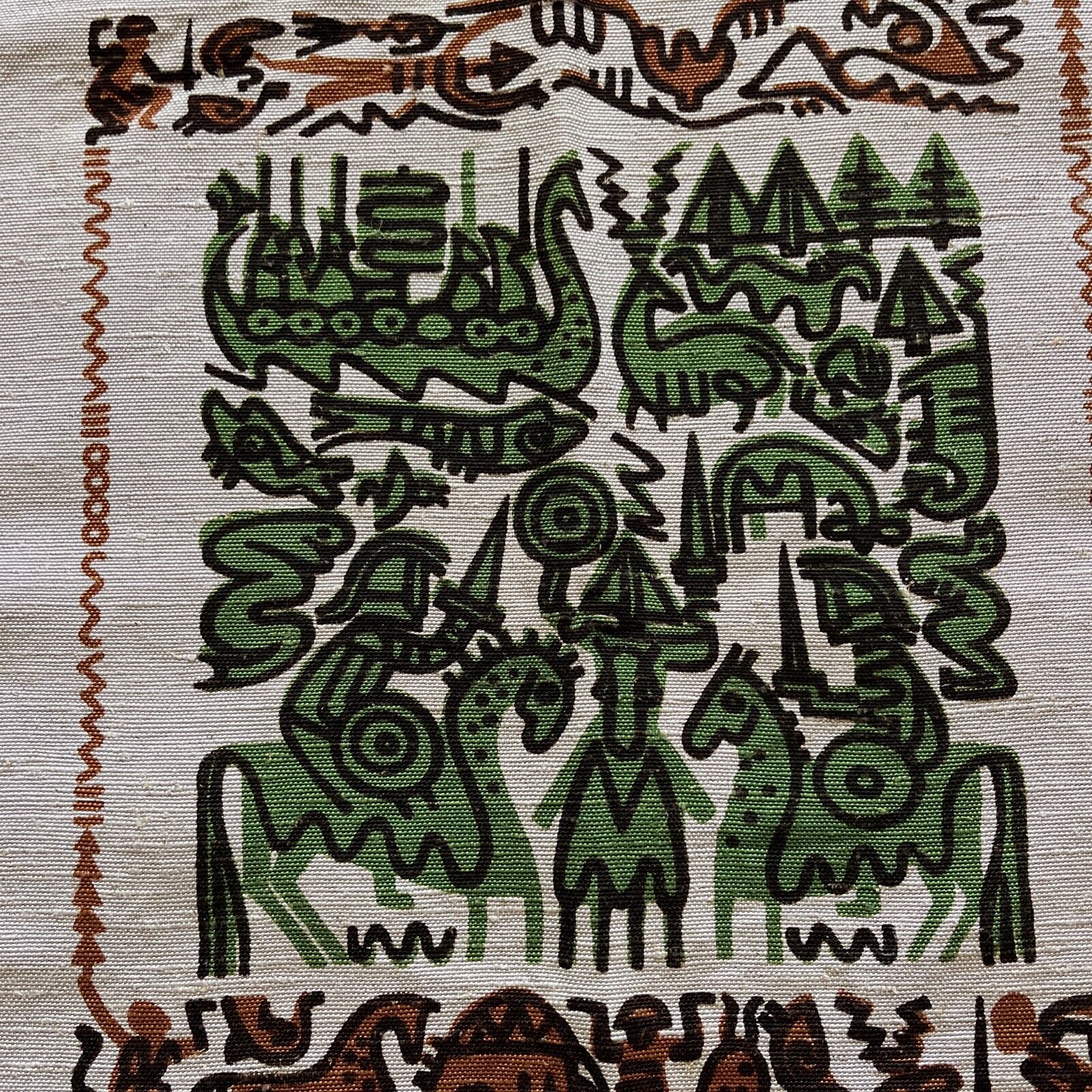 RARE Vintage Norse mythology hand printed fabric by Elenhank designers 49” X 54”