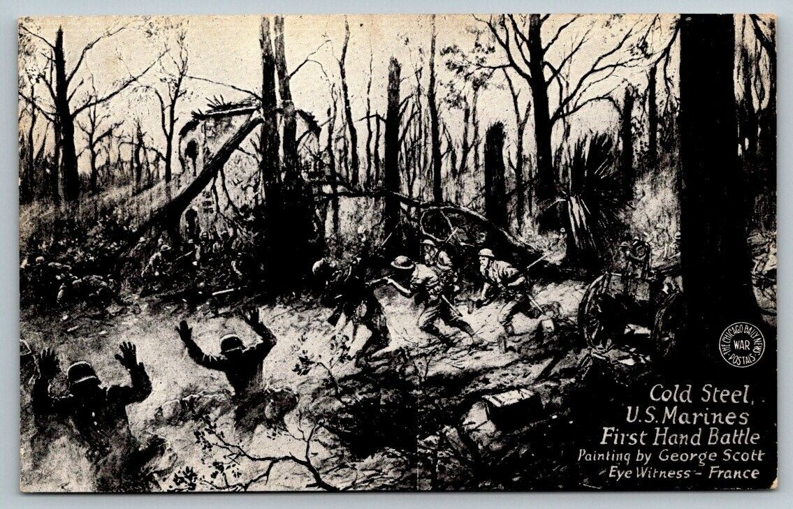 WW1  USMC  US Marines First Hand Battle    Postcard
