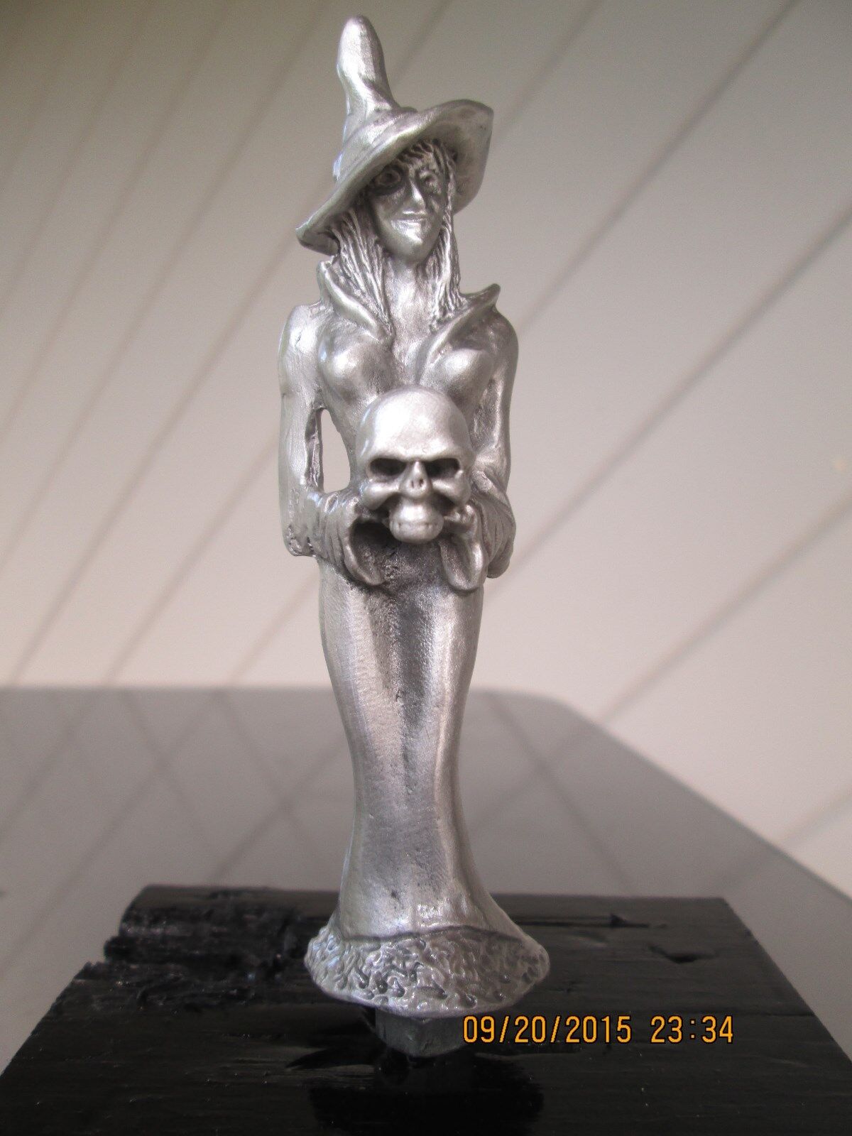  rare sexy evil sorceress witch with skull ratrod car hood ornament 