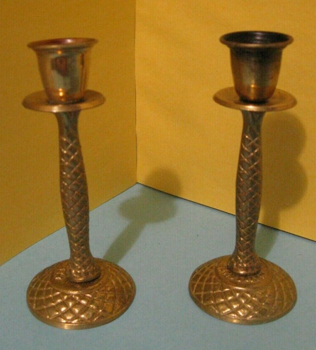 Pair Of Wainberg Brass Candle Stick Holders Made In Israel 6\