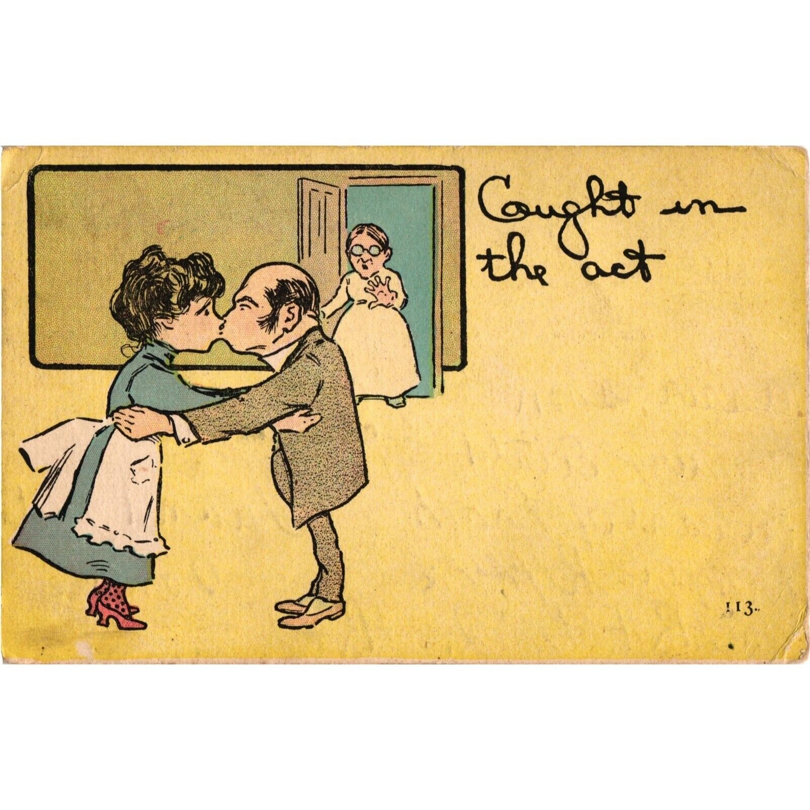 Caught In The Act Romantic Humor Antique Postcard Posted 1908