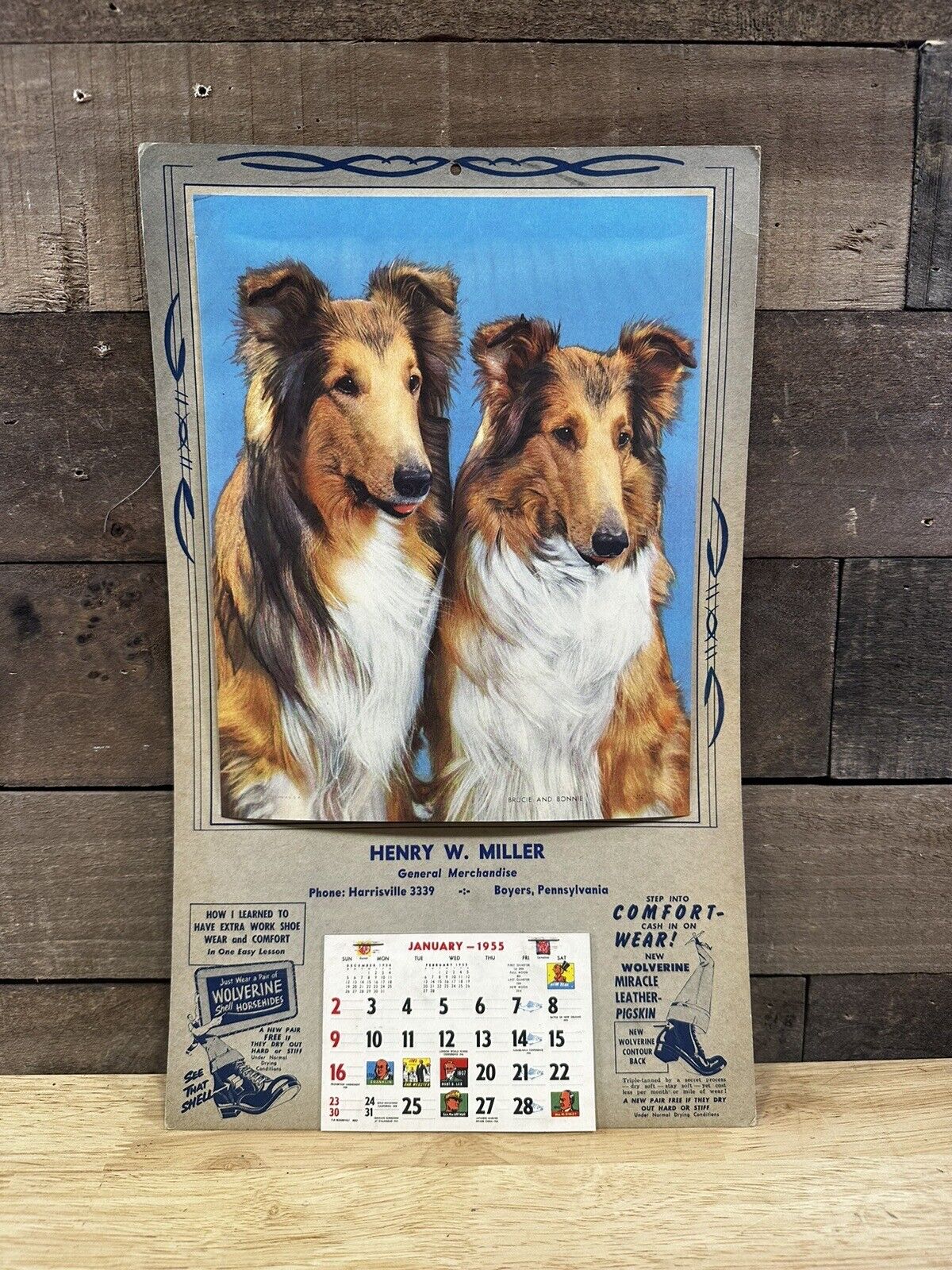 Vintage 1955 Henry W. Miller “Bruce And Bonnie” Calendar Boyers, PA