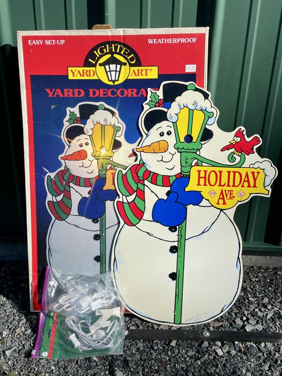 Vintage Deadstock Yard Art Lighted Holiday Snowman Impact Plastics 1990s
