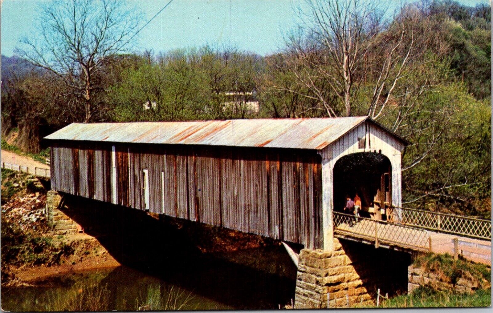 Postcard Washington Co. Marietta Ohio Cow Run Covered Bridge Little Muskingum Rv