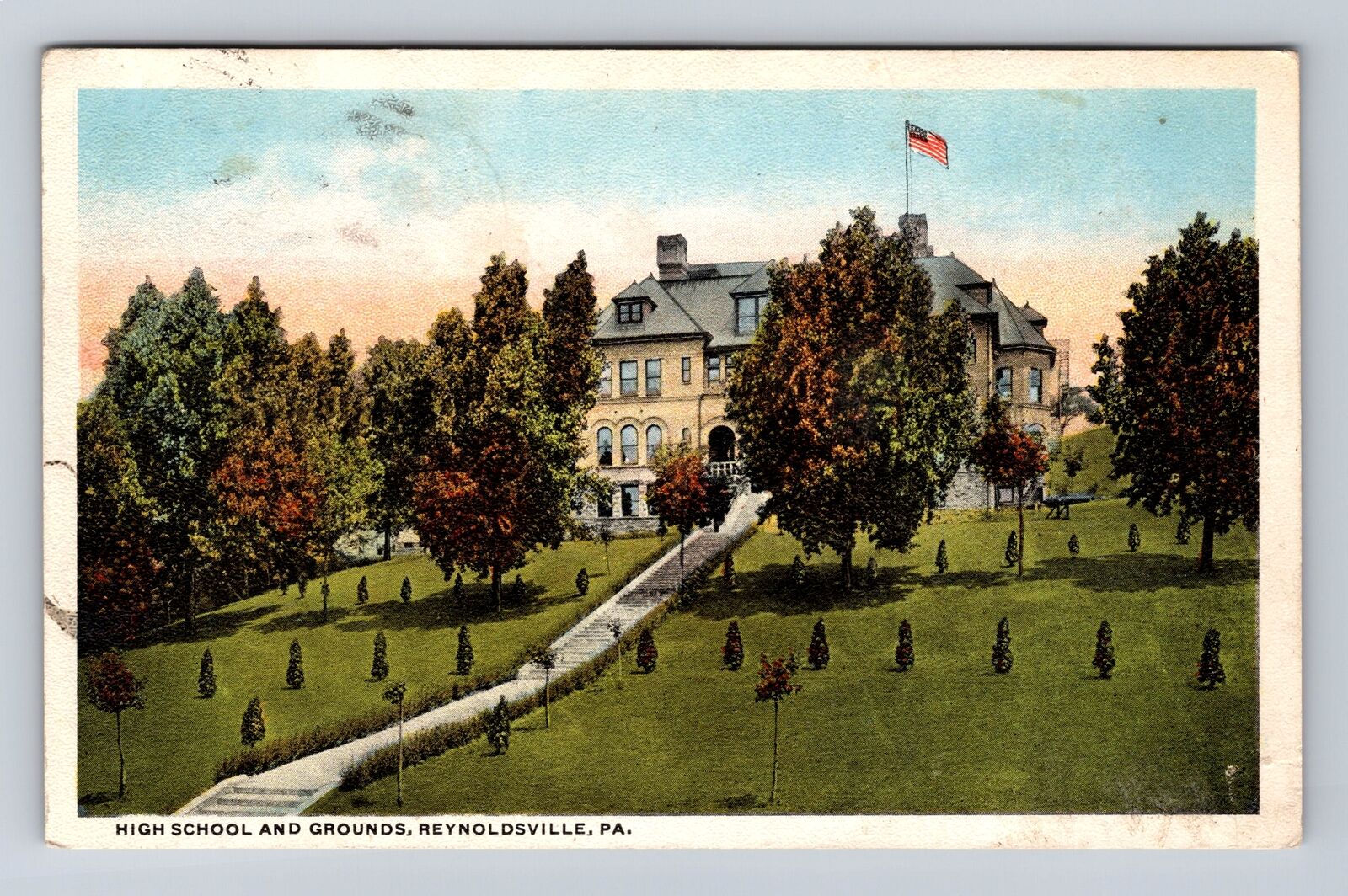 Reynoldsville PA-Pennsylvania, High School Grounds, Vintage c1910 Postcard