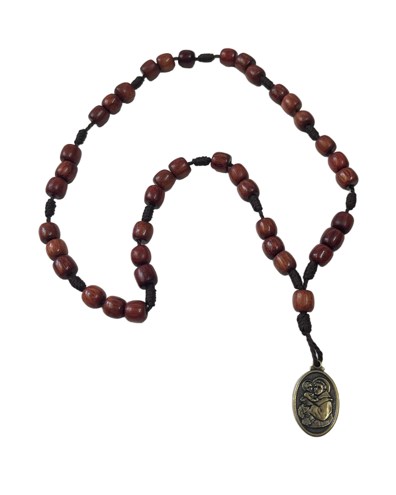 Saint St Anthony Chaplet Rosary for Prayer with Cherry Wood Beads and Medal, 9 I