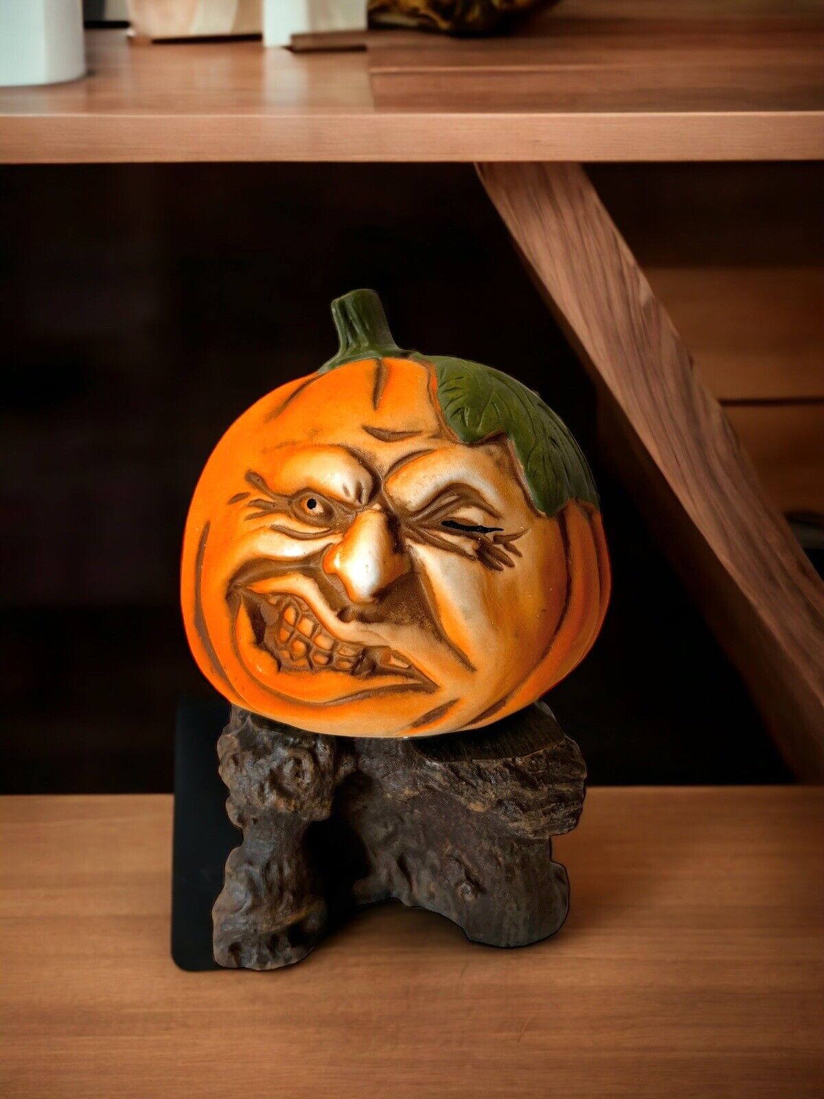 Vintage Halloween Figurine Creepy Anthropomorphic Pumpkin Jack O Lantern Enesco