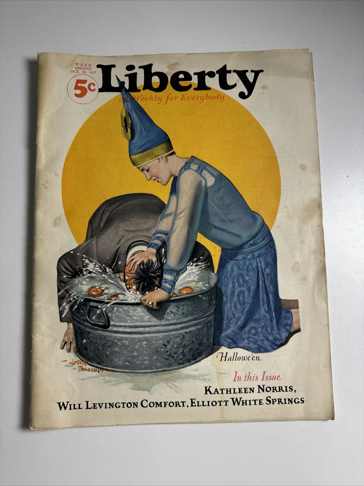 Liberty Magazine - October 1927 - Halloween Cover - Kathleen Norris - Vintage