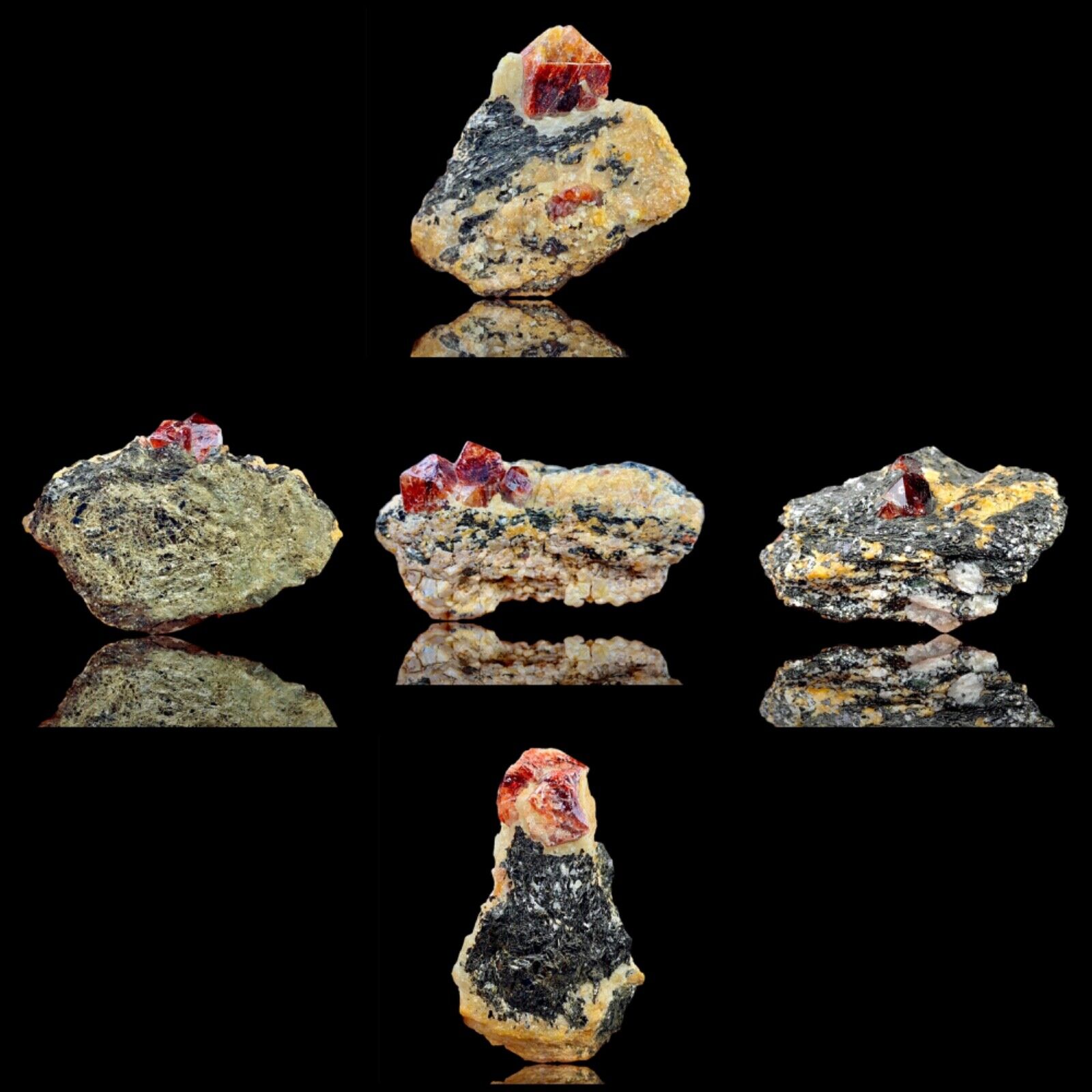 274 gram 5 pieces of red zircon crystal specimens from Skardu Pakistan.