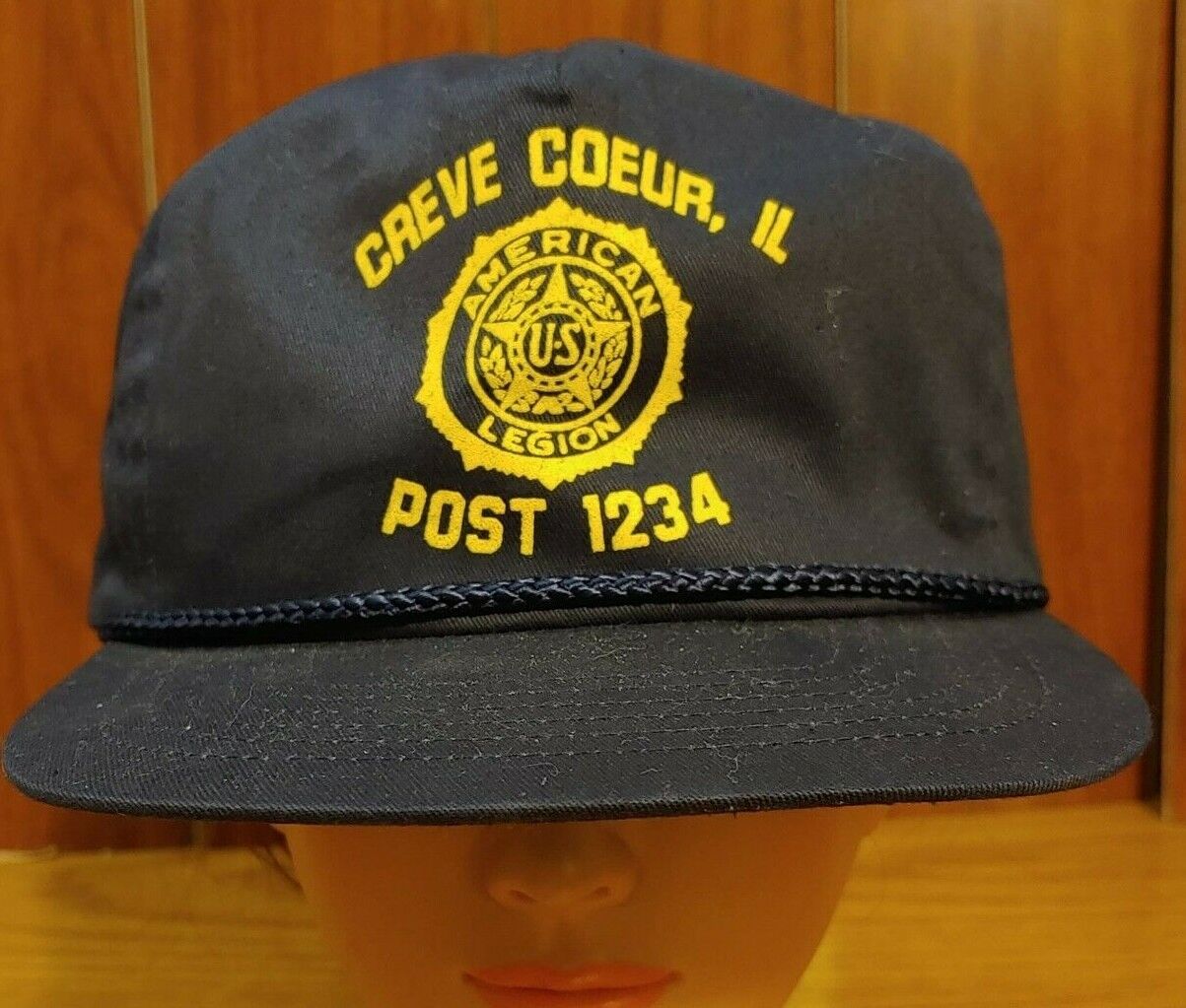 Vintage American Legion Trucker Hat Creve Coeur IL Post 1234 Adjustable Snap 