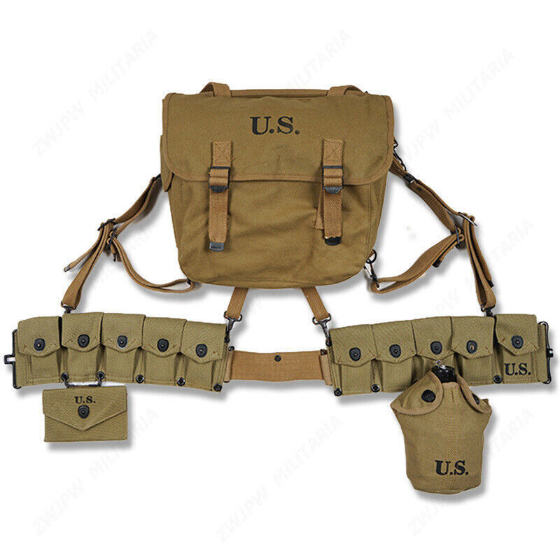 NEW US M36 Backapck Belt M1 Ammo Bag 10 Pockets Kettle+Kettle Cover Set