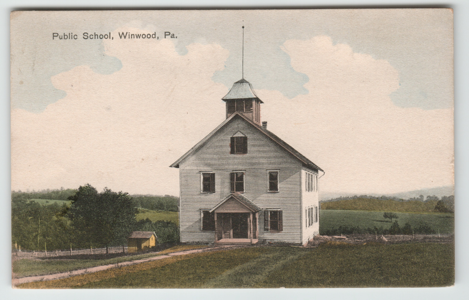 Postcard RPPC Public School House in Winwood, PA.