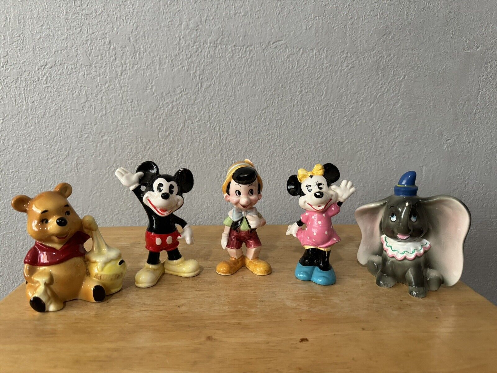 Lot Of 5 Vintage Disney 4” Ceramic Ceramic Figurine Classic Japan Disneyland