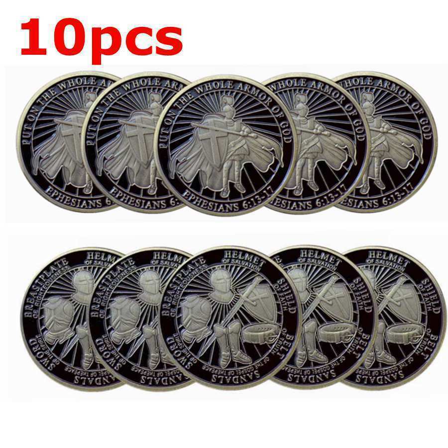 10pcs Put On The Whole Armor of God Christian Challenge Coin Ephesians 6:13-17
