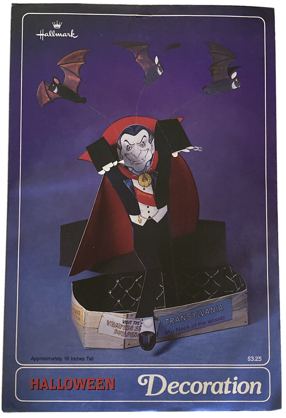 Vtg 1982 Count Dracula Halloween Decoration 15in Tall