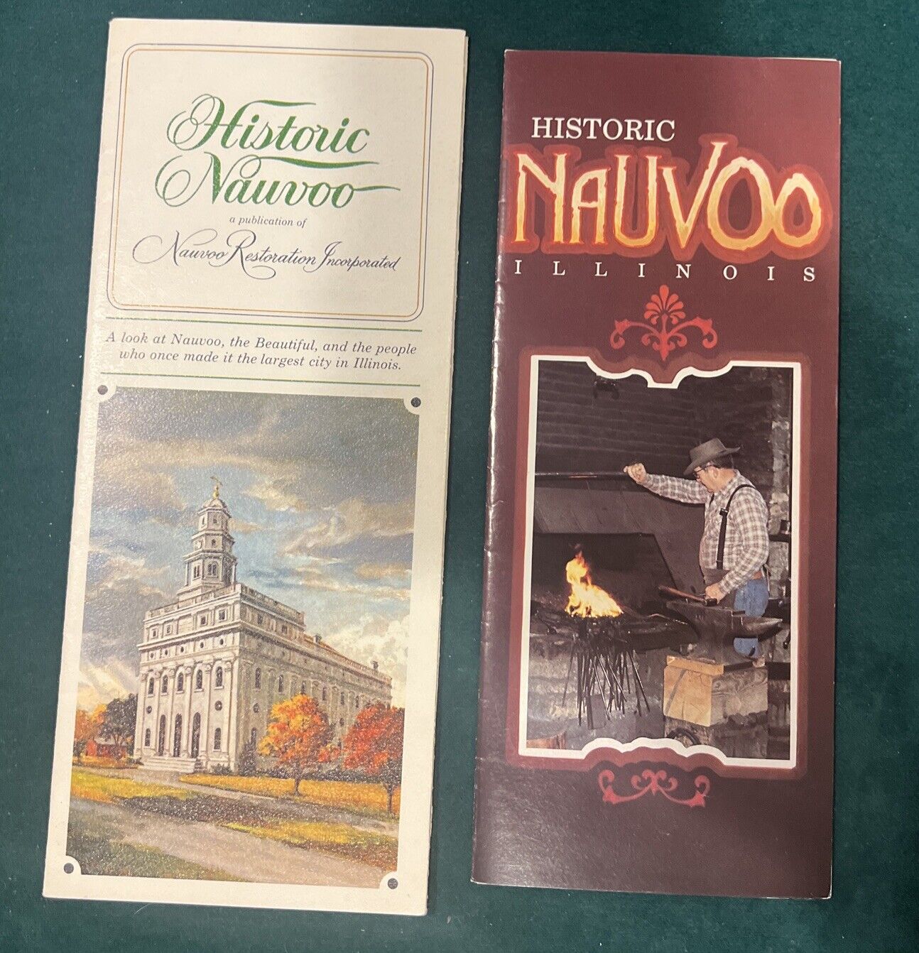 Two Vintage & BEAUTIFUL Historic Nauvoo, IL TOURIST BROCHURES