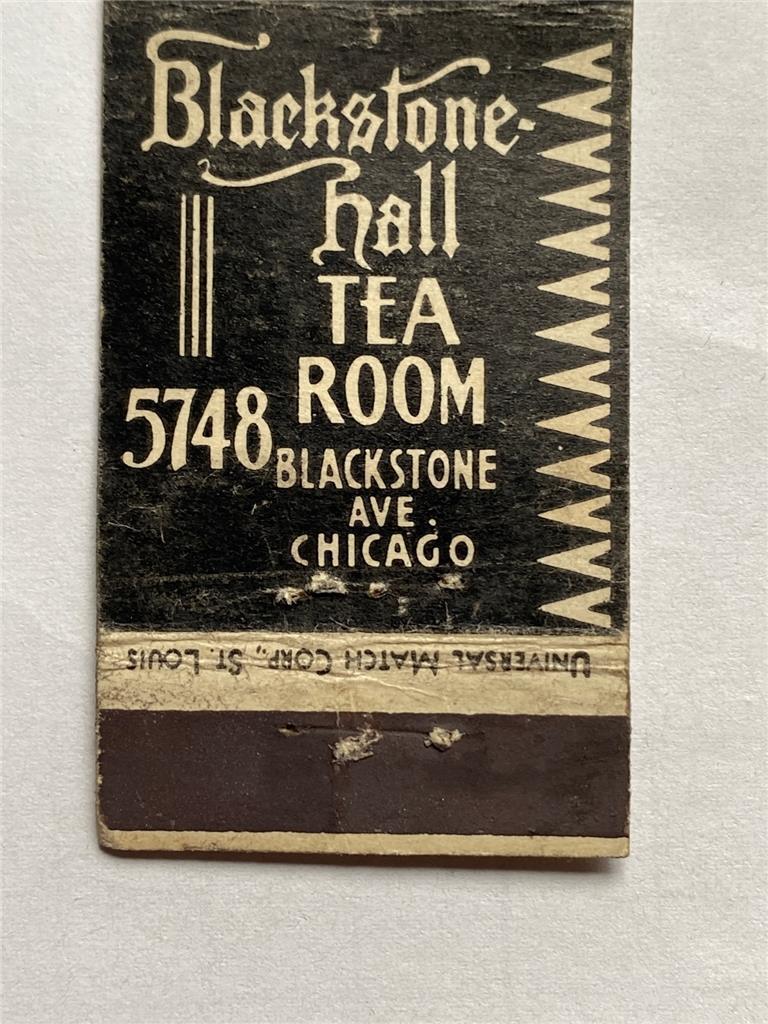 1930\'s Blackstone Hall Tea Room Fred H Baschen Mgr Chicago IL Matchcover