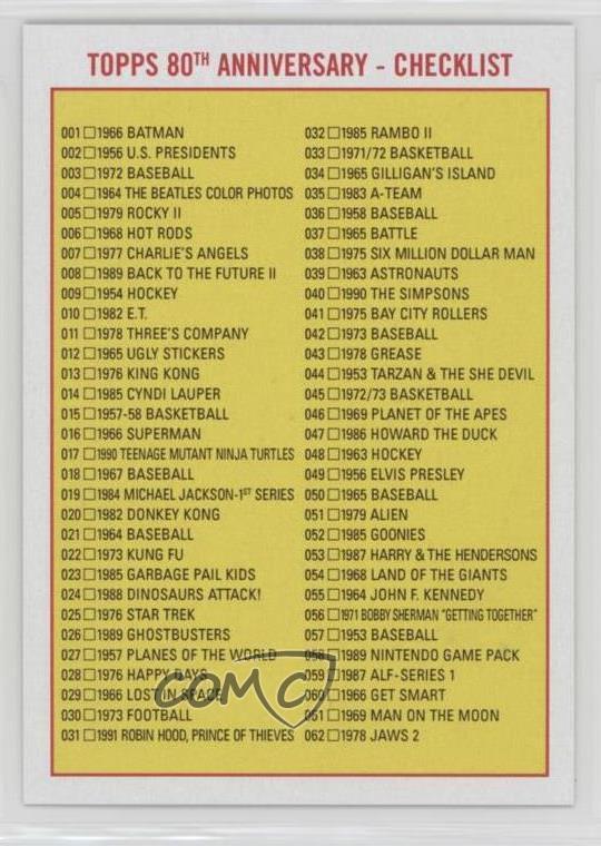 2018 Topps 80th Anniversary Wrapper Art Online Exclusive Checklist 2s4