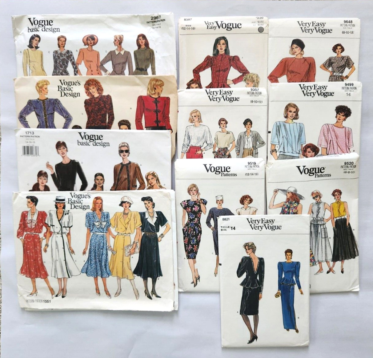 Vogue Patterns Vintage 80's and 90's UNCUT Complete Lot of 12