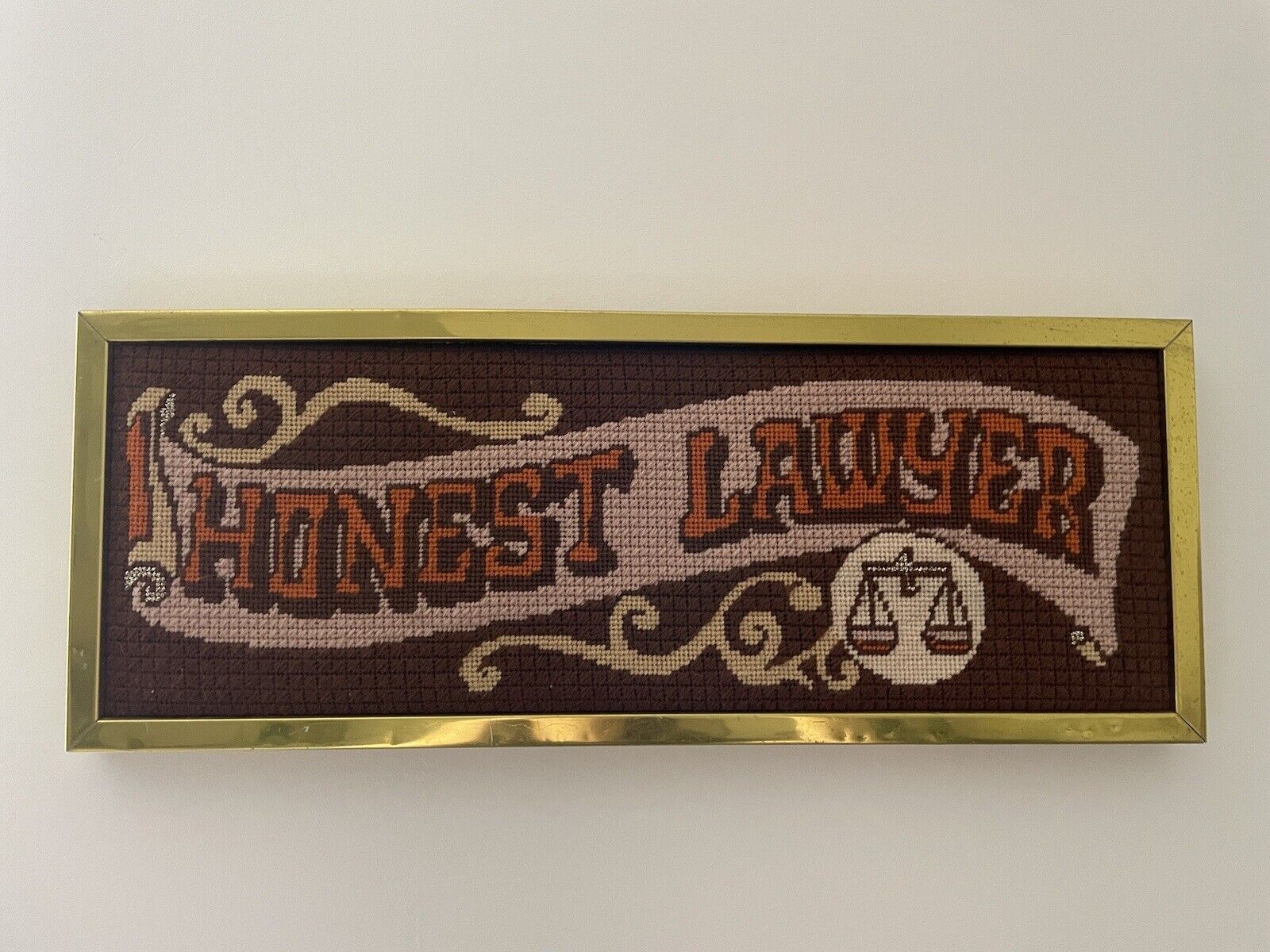 Vintage Honest Lawyer Wall Sign Art Embroidered Handmade Funny Gift Legal Law