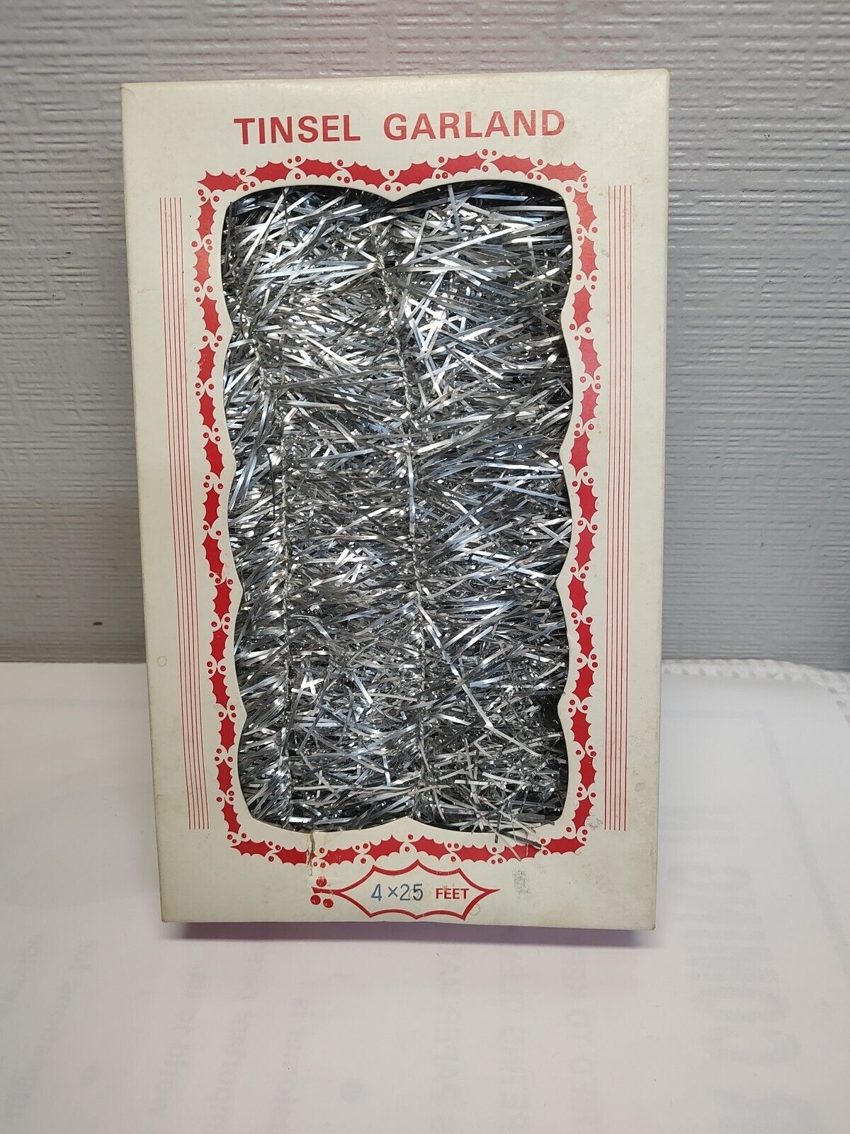 Vintage Christmas tinsel garland made in Japan With Original Box