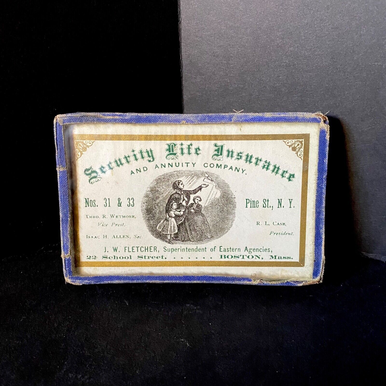 “INSURE YOUR LIFE” PAPERWEIGHT ca 1870s