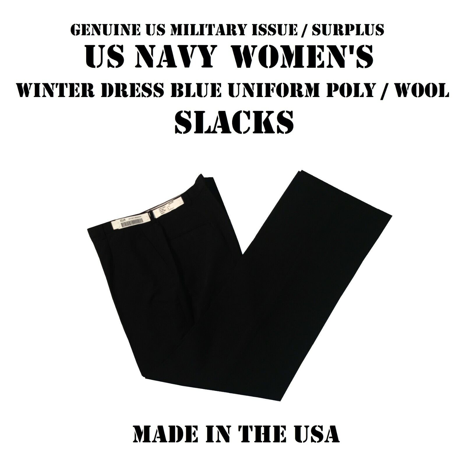 US NAVY SLACKS WOMEN\'S 22MP BUSINESS DRESS BLACK WINTER BLUE JOHNNY CASH UNIFORM