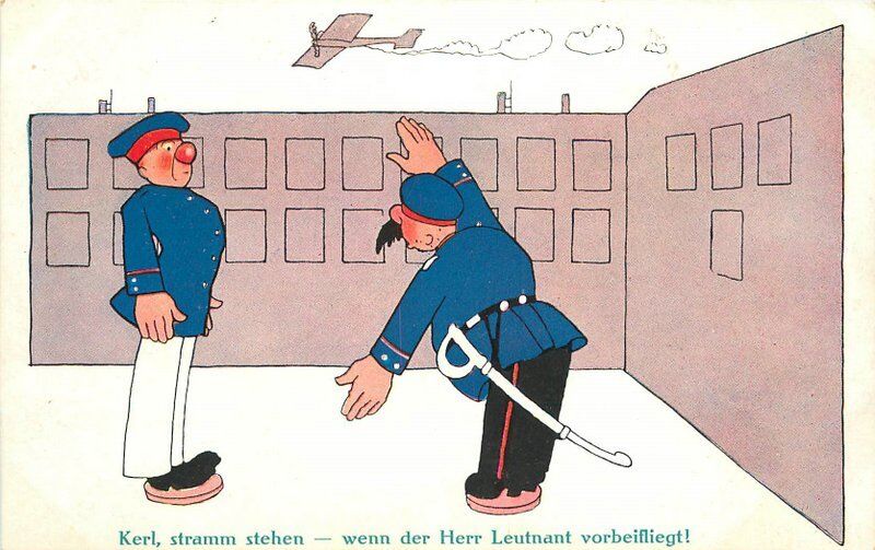 c1916 German Military Soldiers Early Aviation Humor Comic Art 