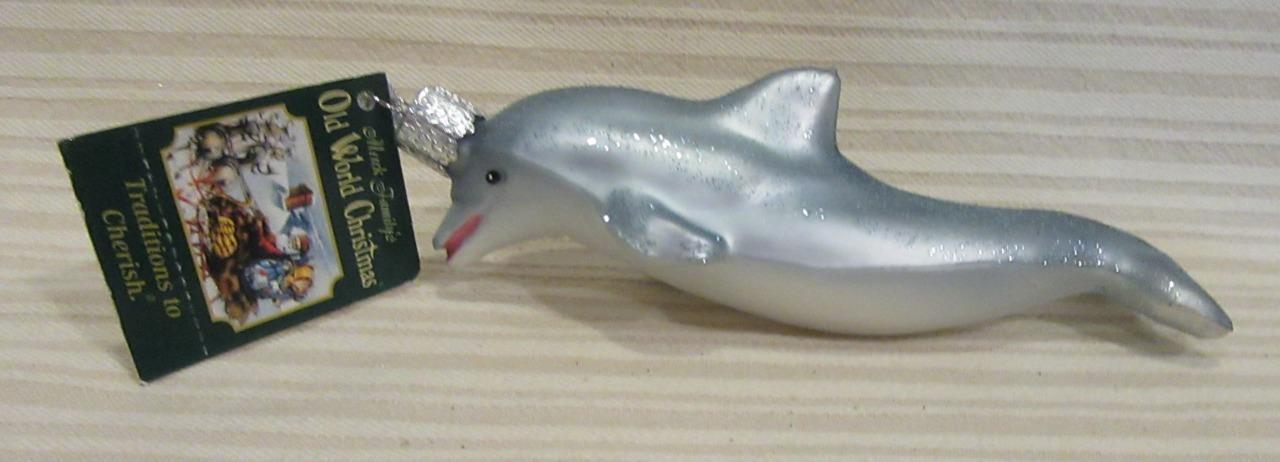 Old World Christmas Blown Glass Playful Dolphin Ornament