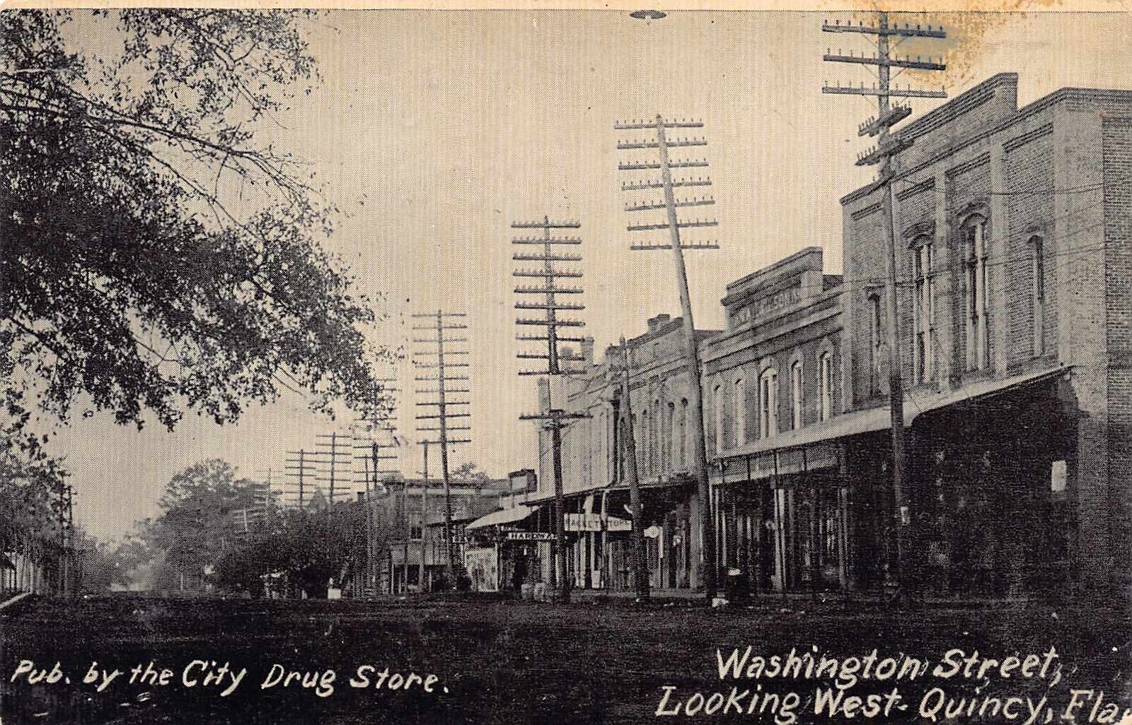 FL - 1907 RARE Florida Washington Street in Quincy FLA - Gadsden County