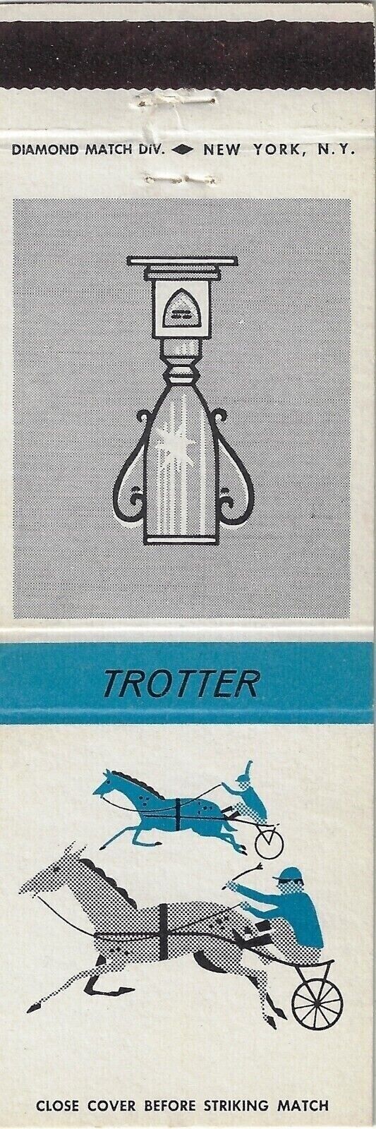 FS Empty Matchcover 1 of Horse Set of 24 Blue Trotter Horse 1961