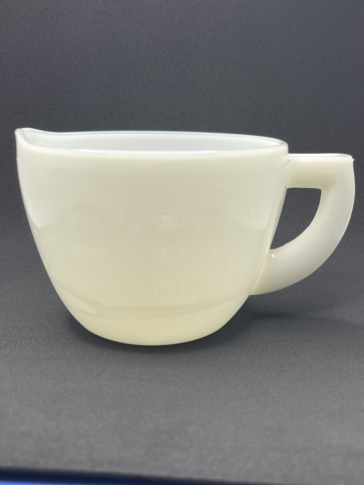 Vintage McKee Milk Glass 2 Cup Depression Era Glass Measuring Cup Cool Veining
