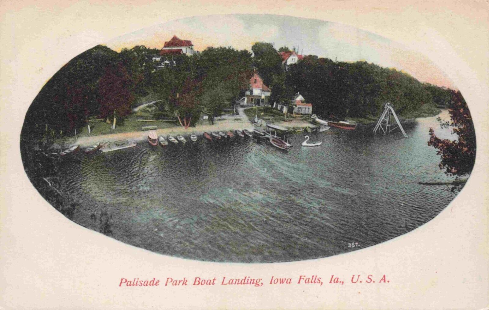 1907 Iowa Falls Palisade Park Boat Landing Keplar State Park Vintage IA Postcard