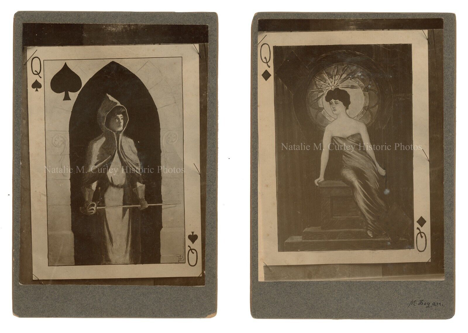 1890s Victorian Women Playing Card Artist Collage Cabinet Photos PR