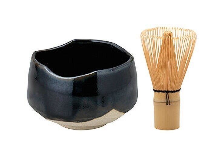 Japanese Matcha Tea Set, Ceramic Matcha Bowl, Bamboo Whisk, Made in Japan