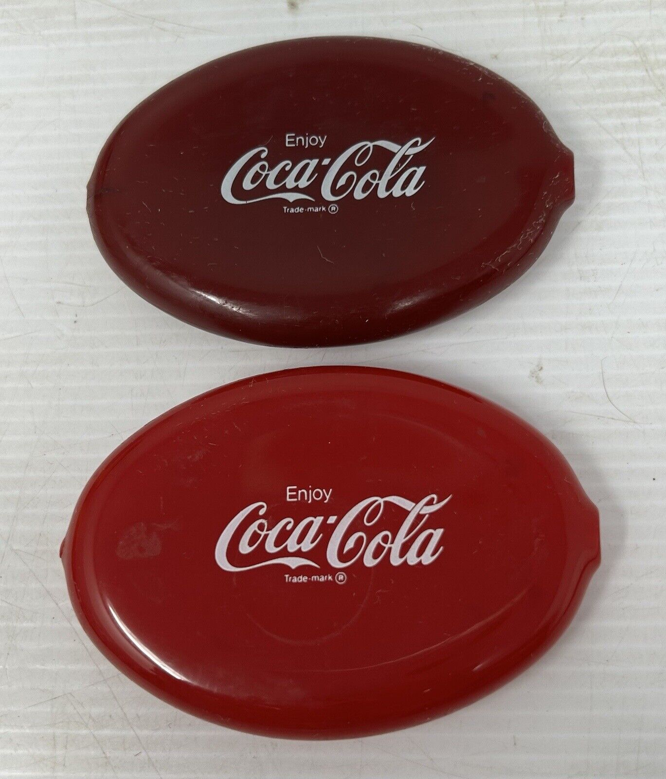 Vintage Lot Of 2 Red Enjoy Coca Cola Squeeze Plastic Change Purse Holder
