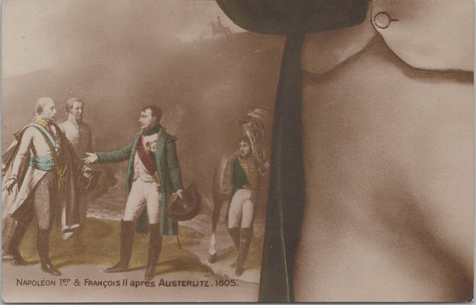 Military~Napoleon I & Francis II After Battle Of Austerlitz~1805~Closeup~Vtg PC