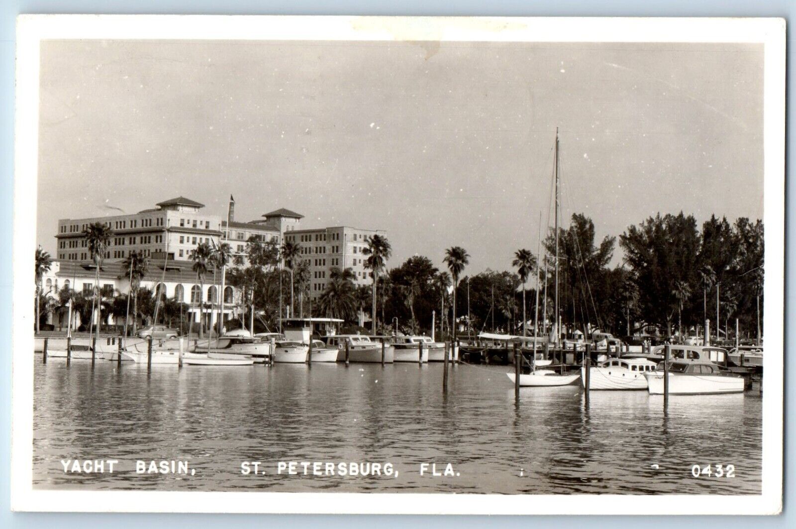 St. Petersburg Florida FL Postcard RPPC Photo View Of Yacht Basin 1968 Vintage