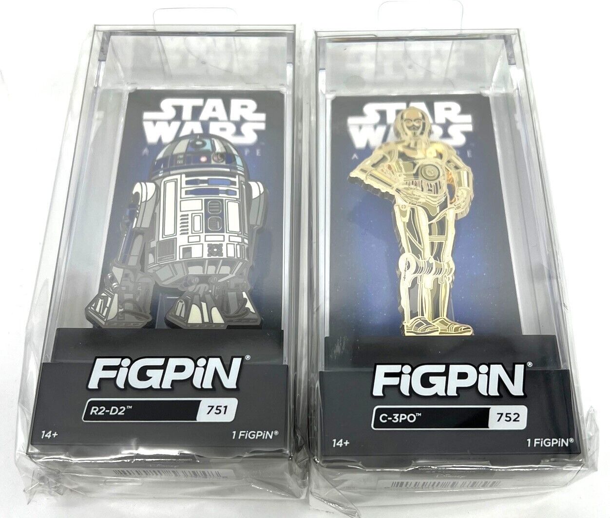FiGPiN Star Wars A New Hope R2-D2 #751 & C-3PO #752 Set of 2 Collectable Pins
