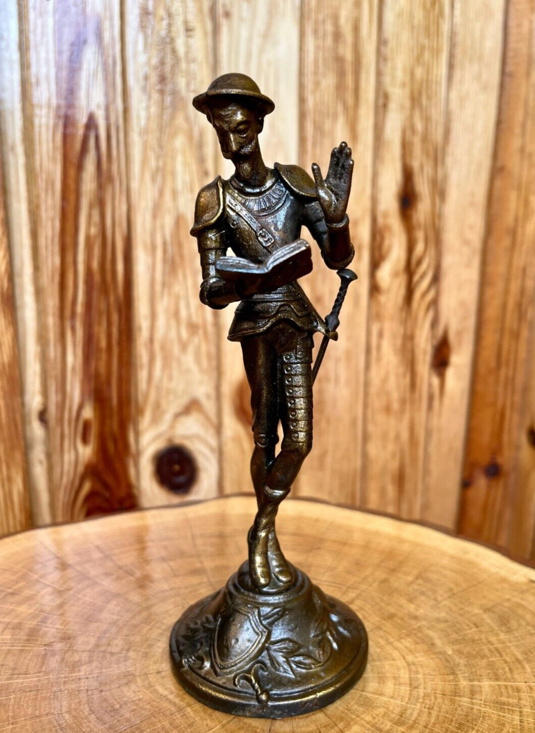 Vintage Don Quixote Figurine Sculpture Miguel de Cervantes Soviet Bronze