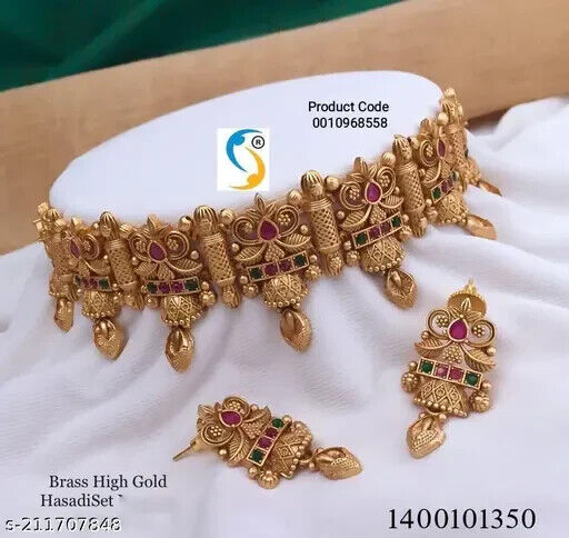 Indian Jewelry Set Traditional Wedding Wear Rajwadi Choker Bridal Necklace Set