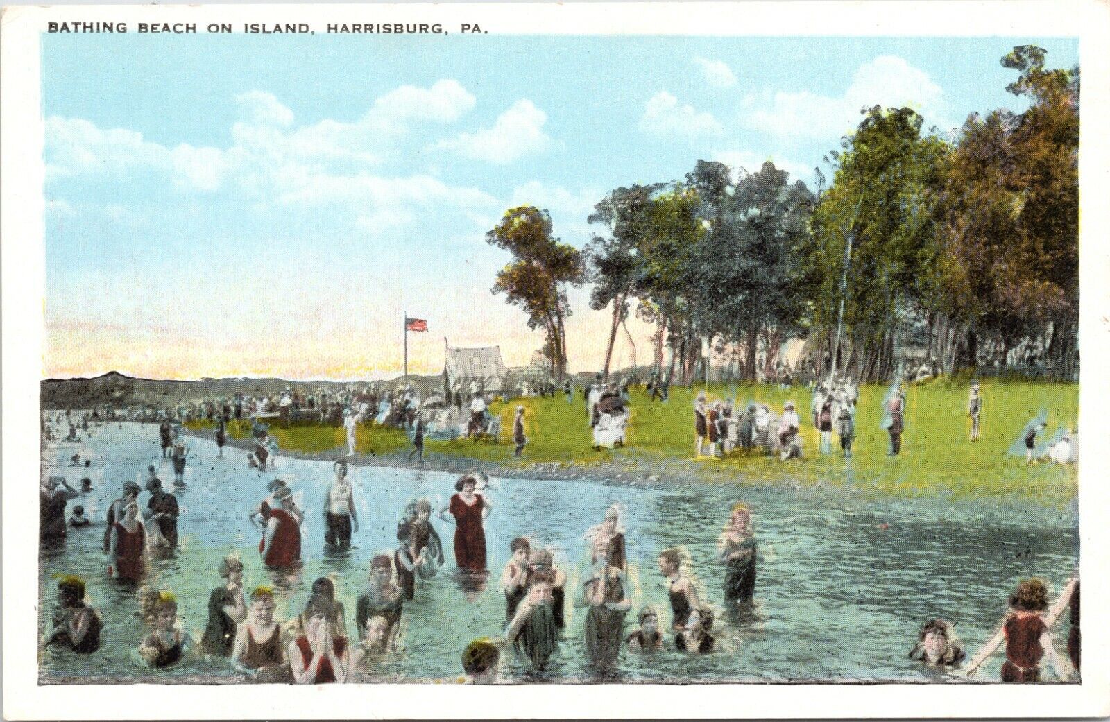 C.1920s Harrisburg PA Bathing Beach Period Swimsuit Pennsylvania Postcard 922