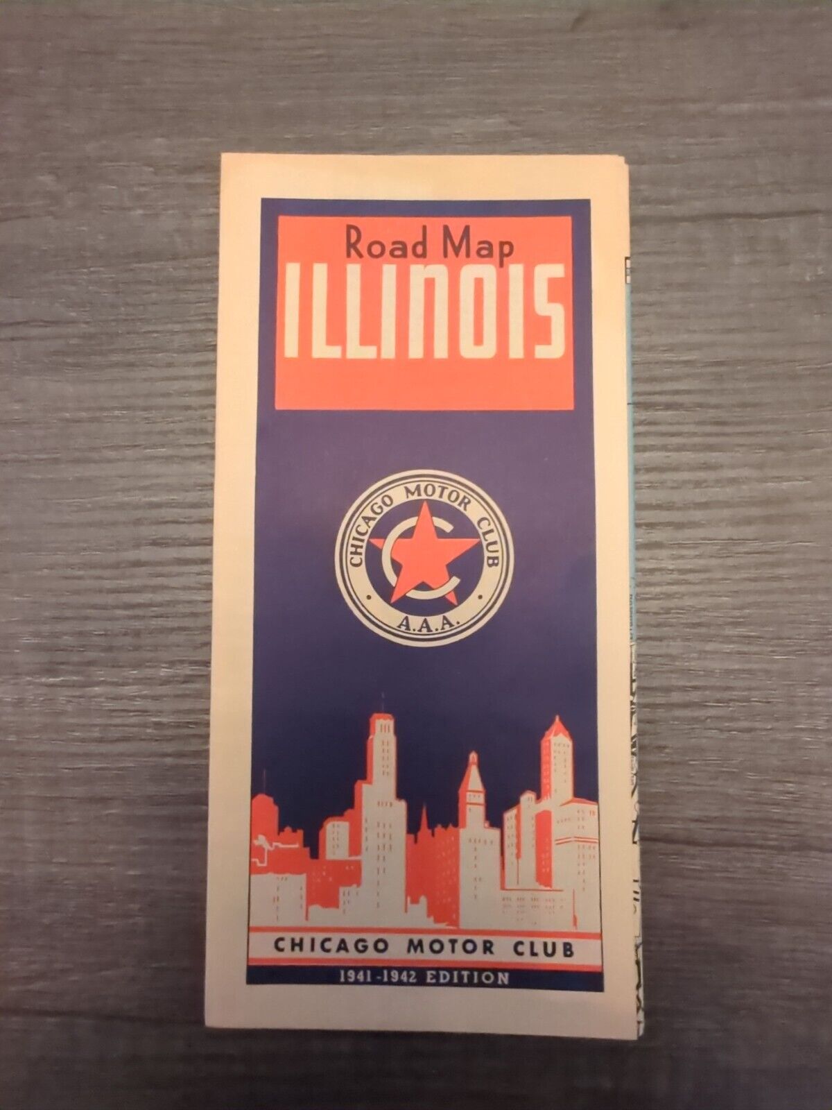 Illinois Road Map Courtesy of AAA Chicago Motor Club 1941-1942 Edition