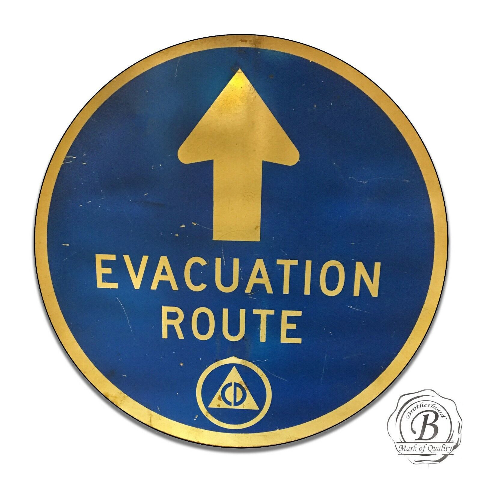 Civil Defense Evacuation Route Reproduction Circle Aluminum Sign