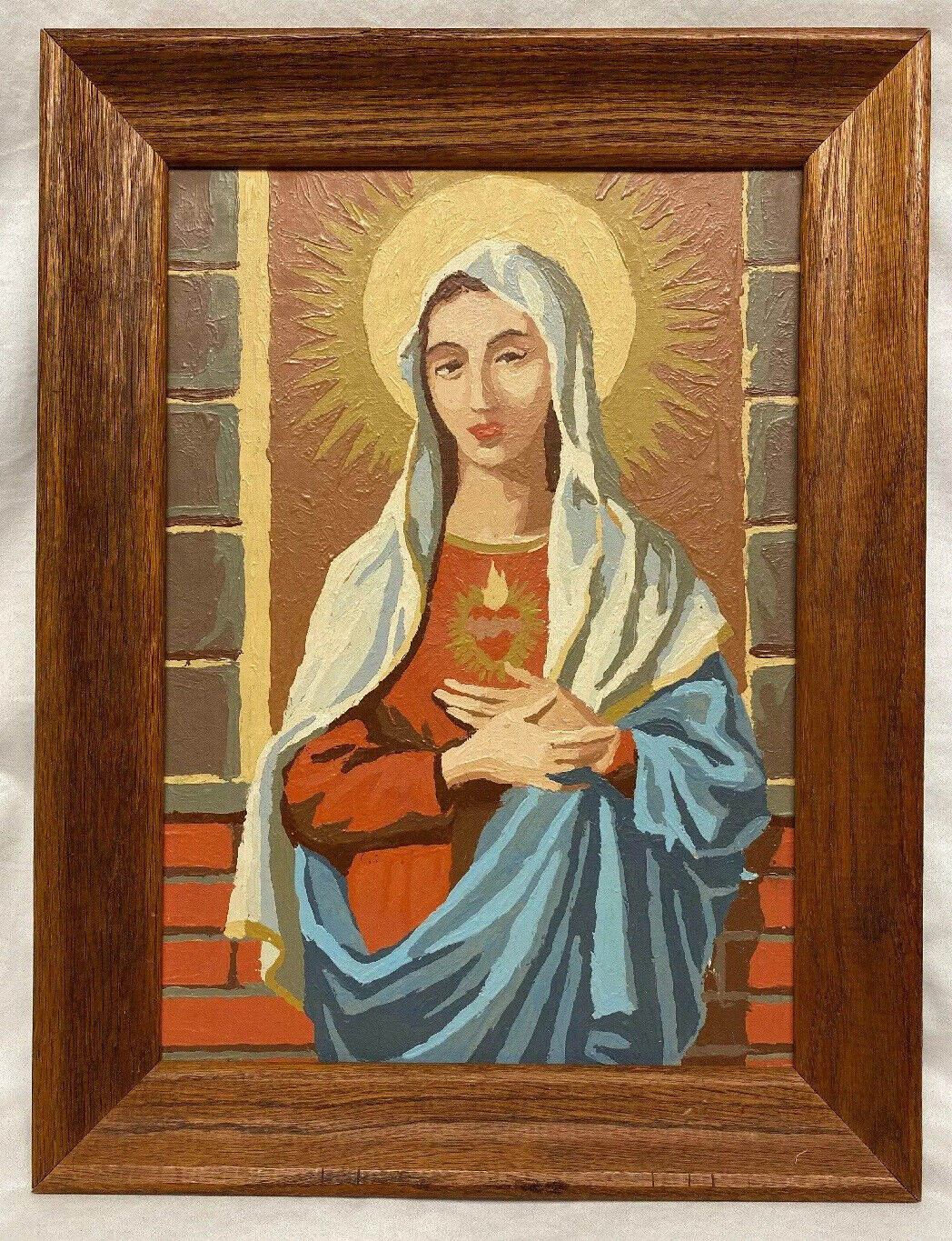 Rare Vintage 2 Sided Mary Jesus 10”x 14” PBN Paint By Number 1959 Palmer Pann