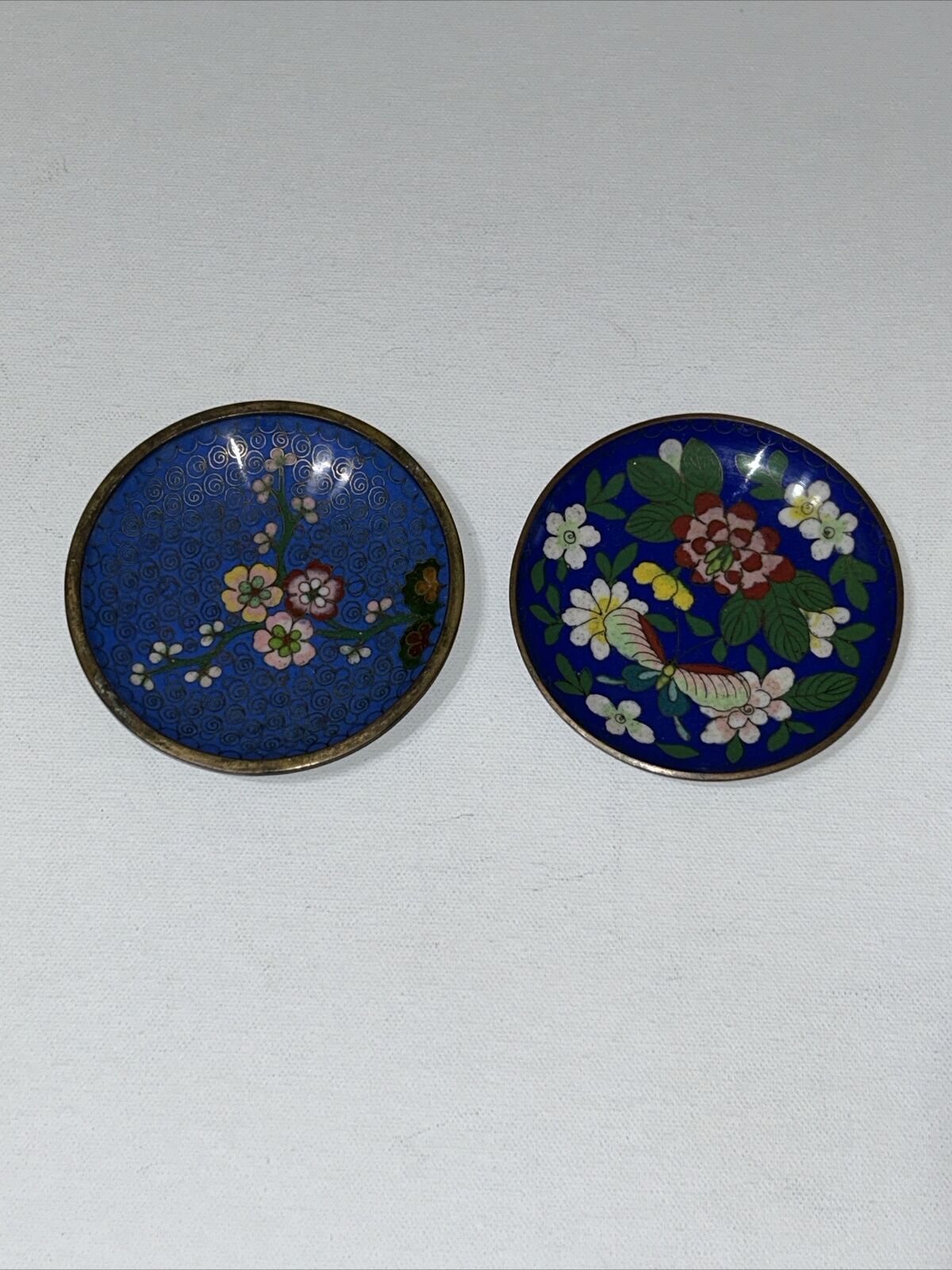 antique enameled cloisonné coasters dishes marked China