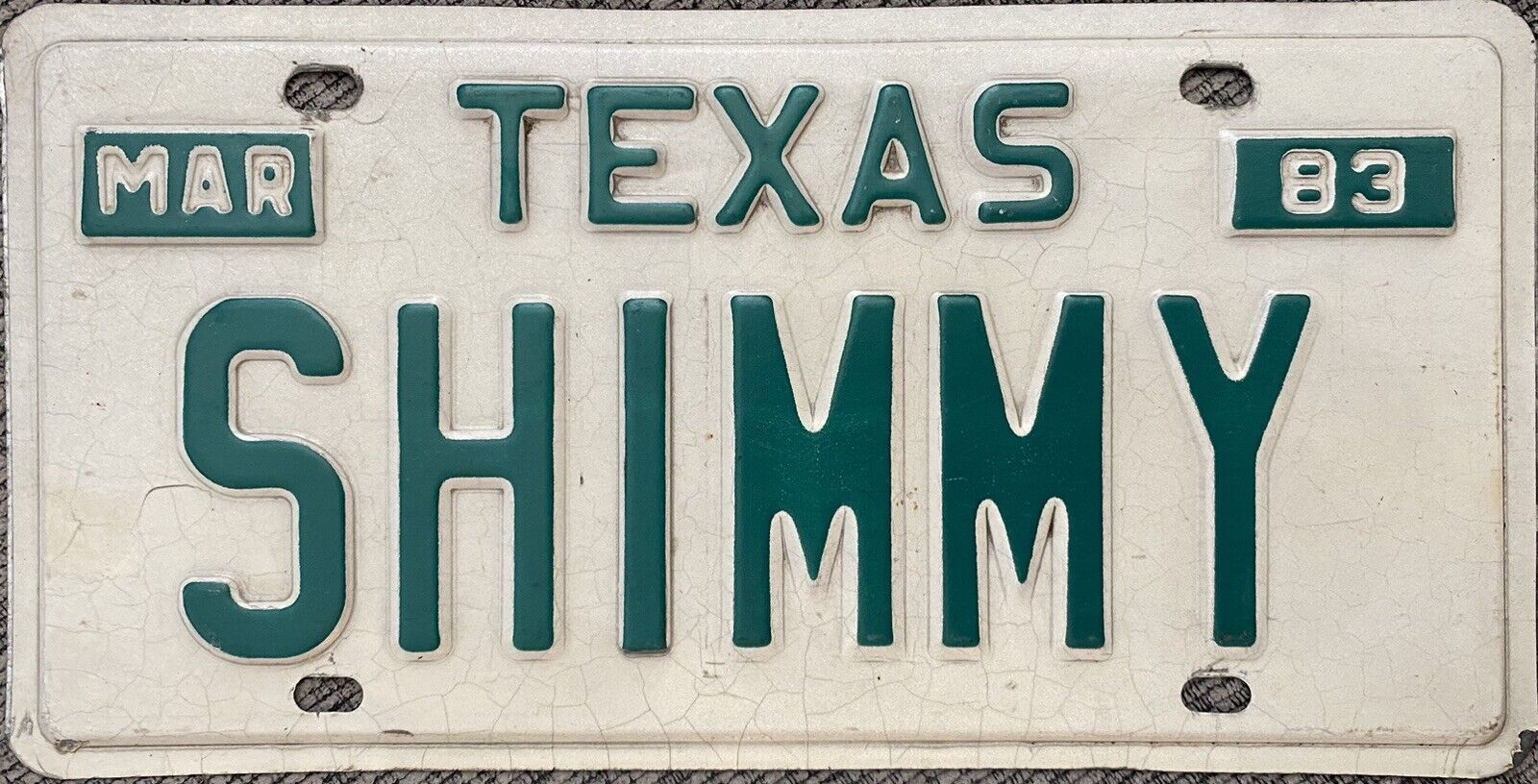 VINTAGE 1983 Texas Vanity SHIMMY License Plate EXPIRED