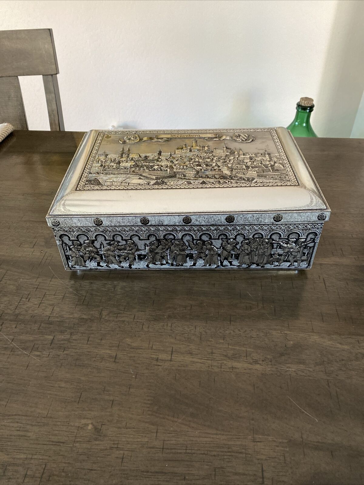 Vintage Nuremberg  Germany Metal Tin Box 3D  Biscuit Container